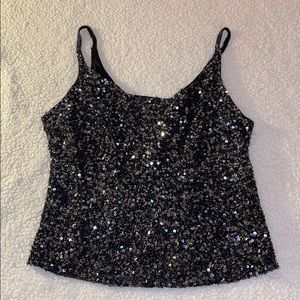 SCALA Black and Silver Beaded Tank Sz Large